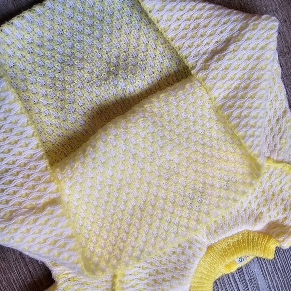 Soft Spun Baby Sweater Dress Yellow Girls 6 to 12 Months Vintage Flowers Japan - Picture 9 of 9